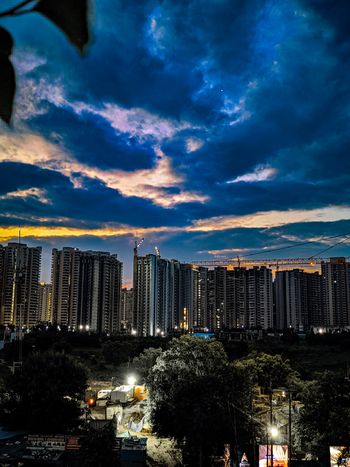 A view of a city at night from a distance