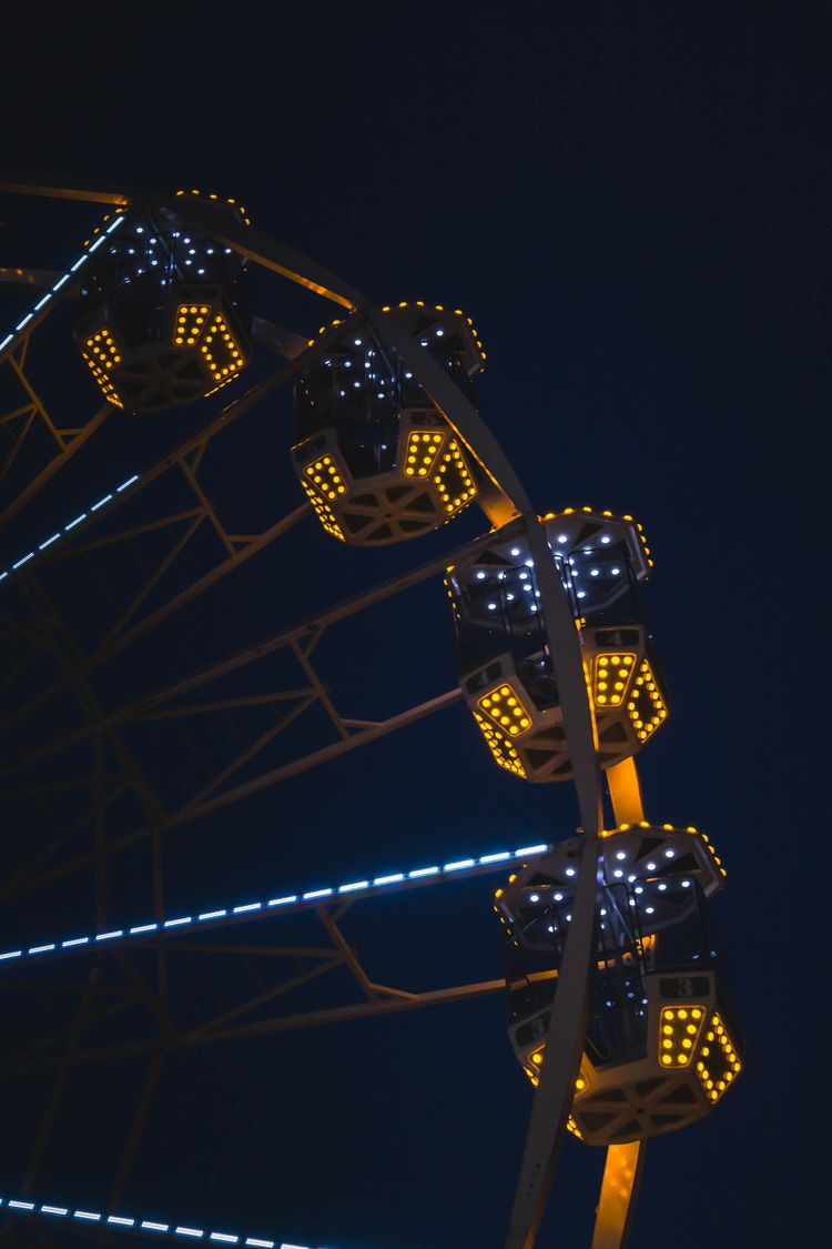 a ferris wheel at night