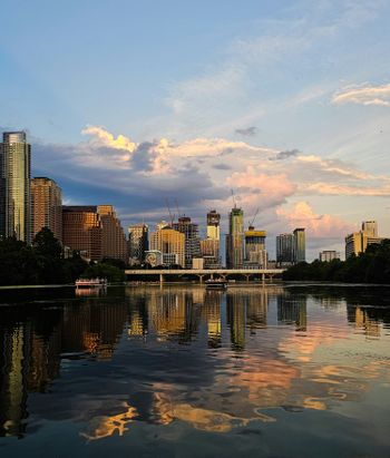 A view of a city from across a river