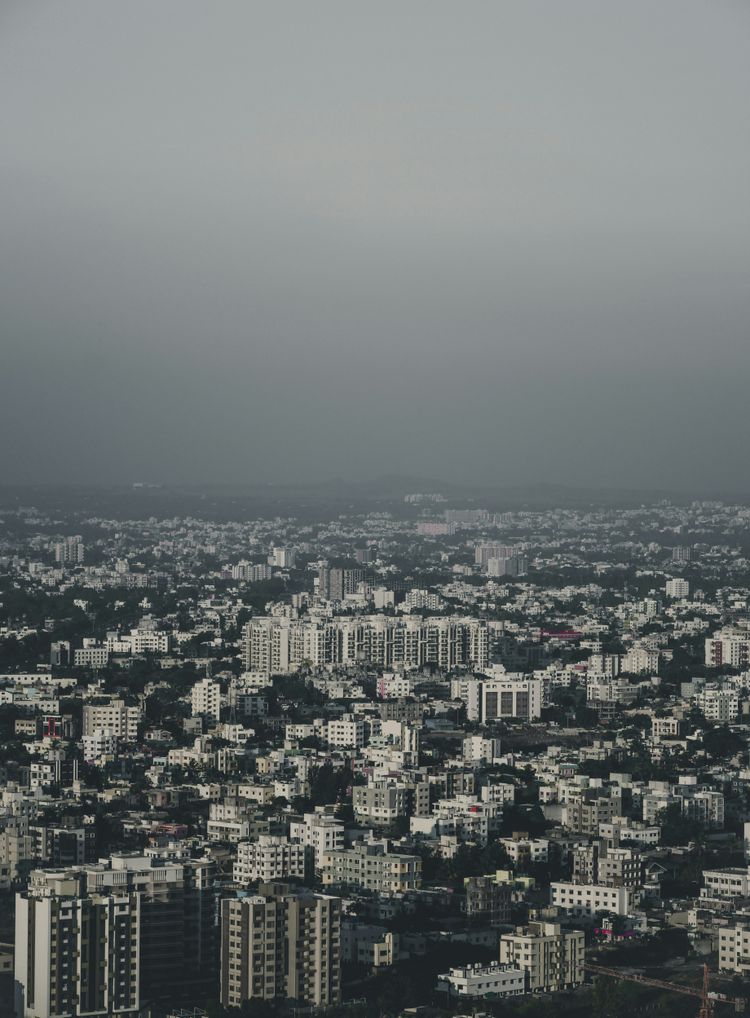 a view of a city from a tall building