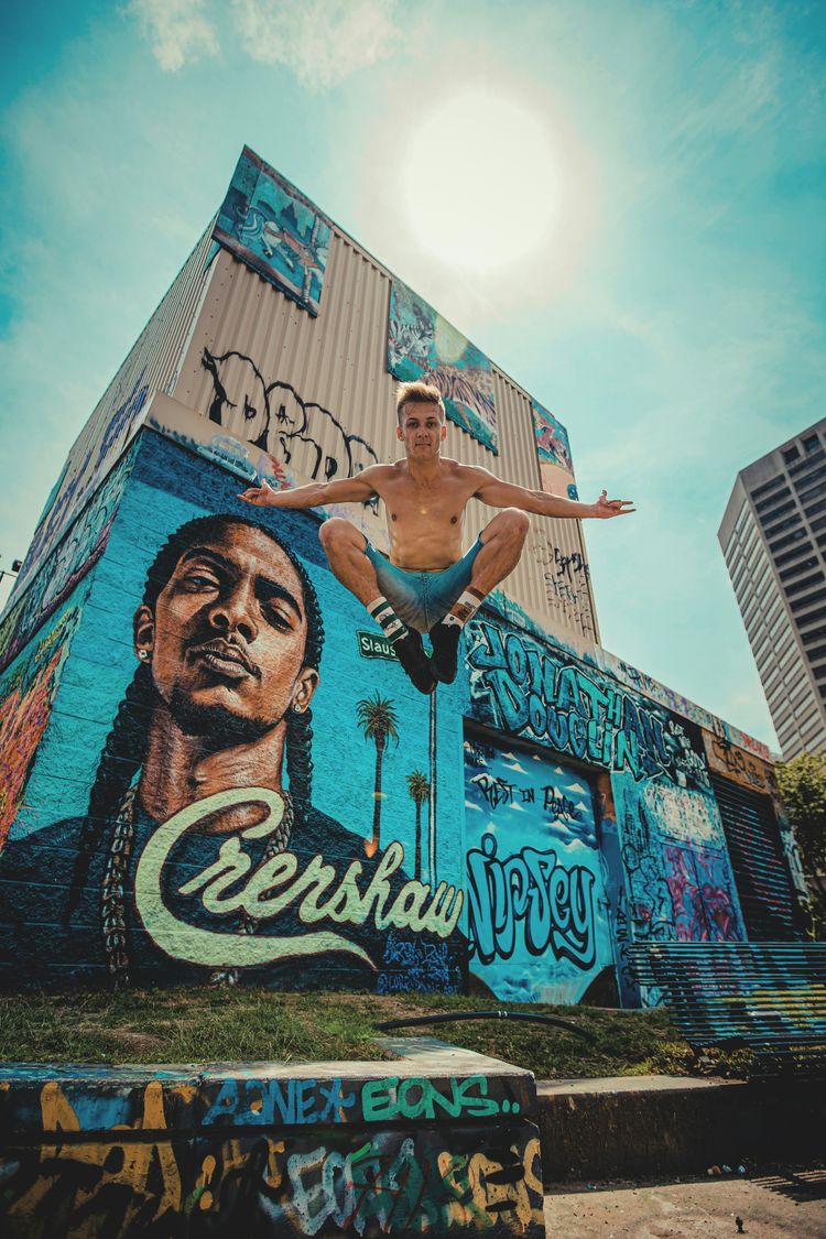 man jumping midair