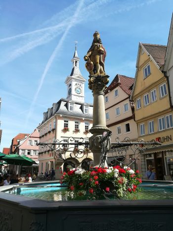 a statue in a town square