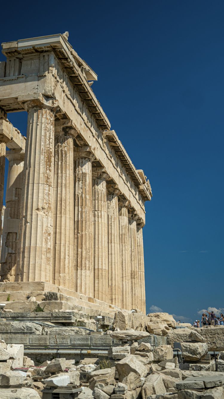 a building with columns